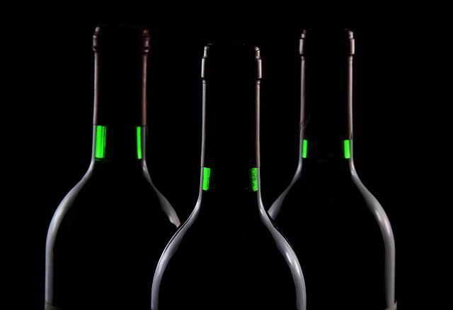 wine bottles in shadow